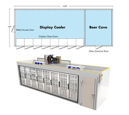 Display Cold Room Glass Door Walk in Cooler