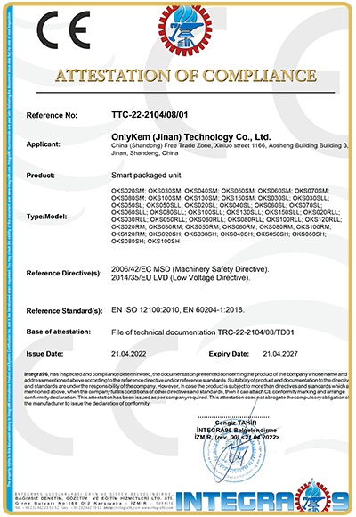 certificates of smart packaged unit
