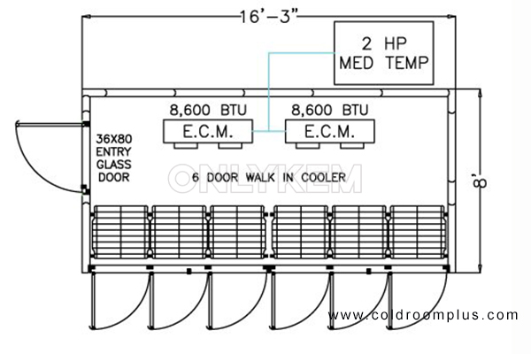 6 Door Walk In Cooler