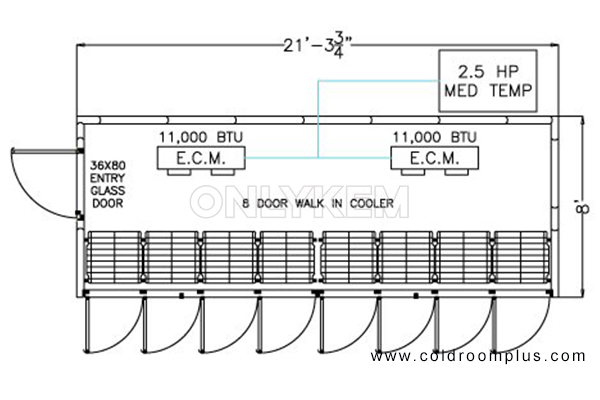 8 Door Walk In Cooler