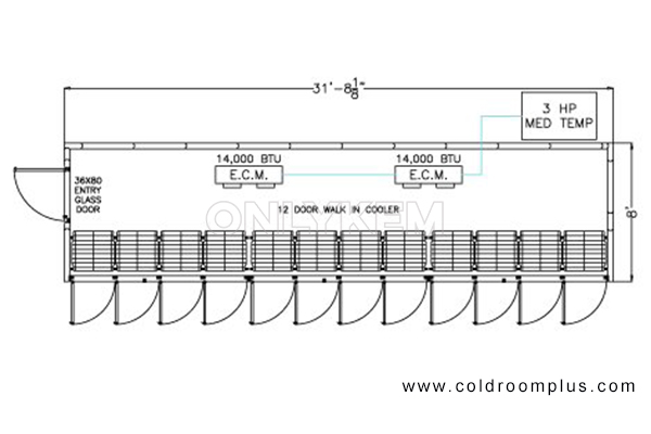 12 Door Walk In Cooler